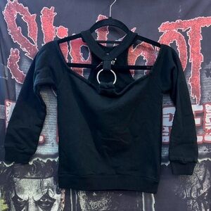 The Ragged Priest Black Top with Ring Detail